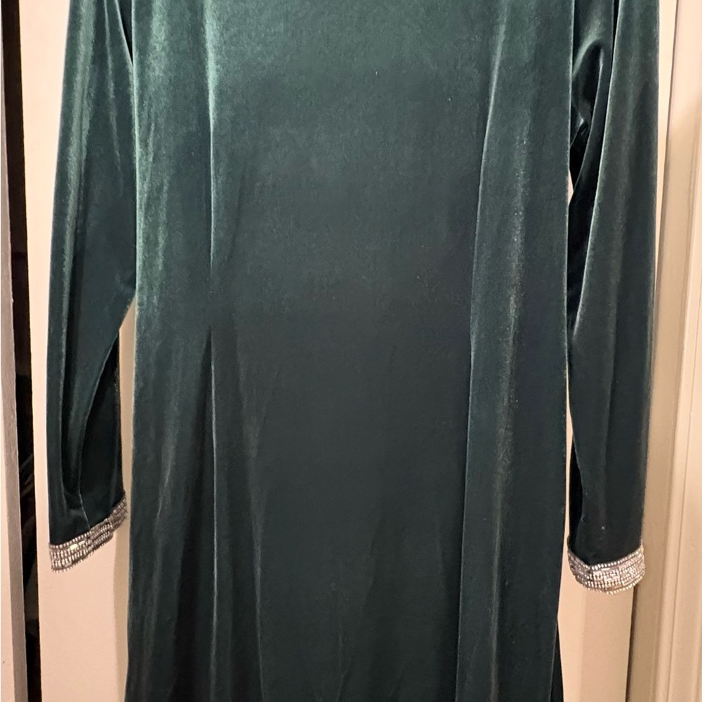 MSK Green Velvet Dress with Silver Accents - Picture 5 of 6